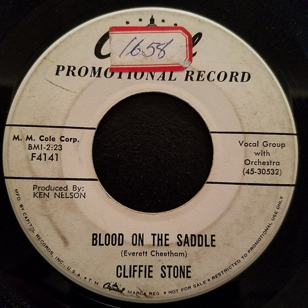 Cliffie Stone : Cool Water / Blood On The Saddle (7", Single, Promo)