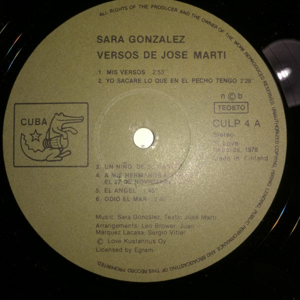 Sara González : Versos De Jose Marti (LP, Album)