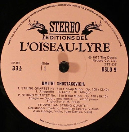 Dmitri Shostakovich - Fitzwilliam String Quartet : String Quartets Nos. 7, 13 & 14 (LP)