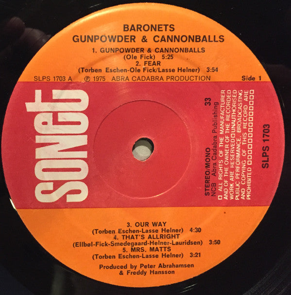 The Baronets : Gunpowder And Cannonballs (LP, Album)