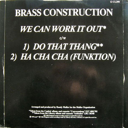 Brass Construction : We Can Work It Out (12")