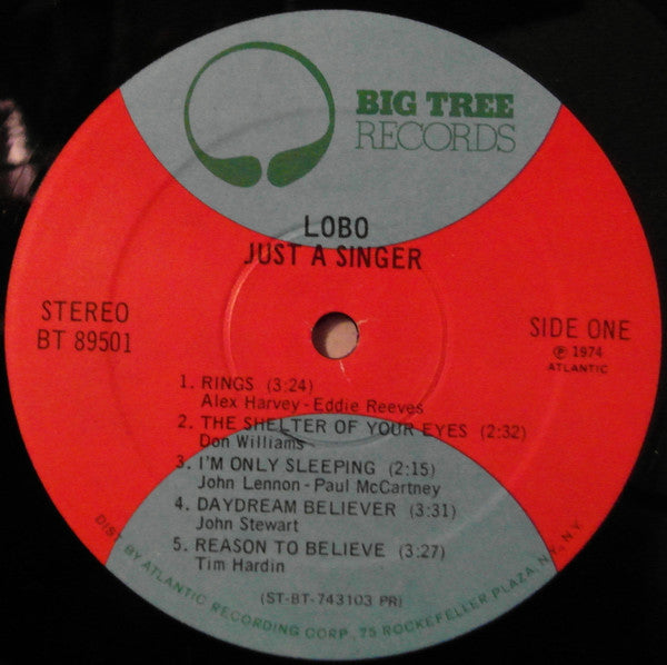 Lobo (3) : Just A Singer (LP, Album, PR )