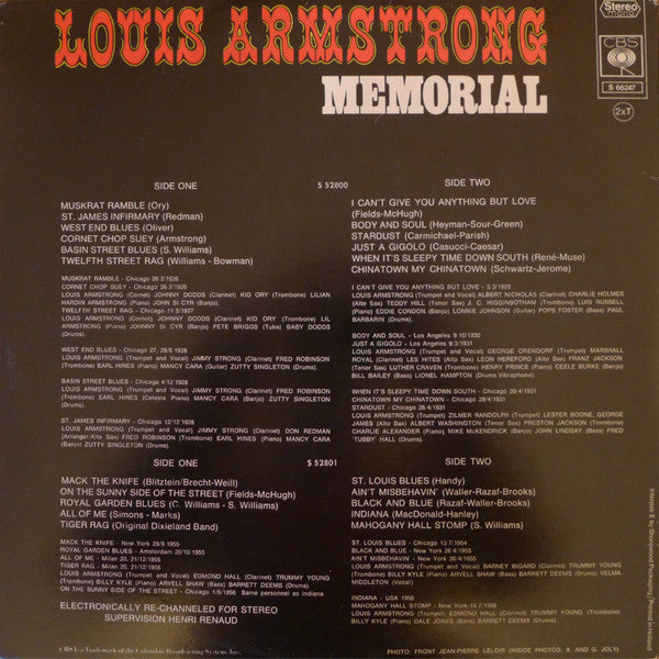 Louis Armstrong : Memorial (2xLP, Comp, RP, Gat)