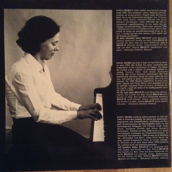 Johannes Brahms, Felix Mendelssohn-Bartholdy, Frank Martin (3), Lucia Negro : Variationen Über Ein Eigenes Thema Op. 21:1 / Variations Sérieuses Op. 54 / 8 Préludes Pour Le Piano / Étude De Lecture (LP, Album)