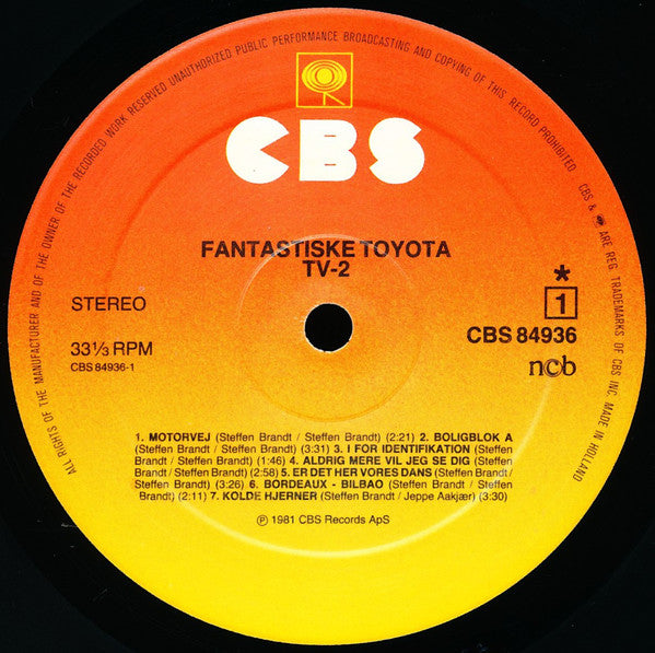 tv-2 : Fantastiske Toyota (LP, Album, Ora)
