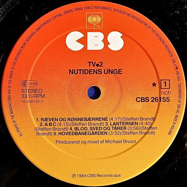 tv-2 : Nutidens Unge (LP, Album, Sun)