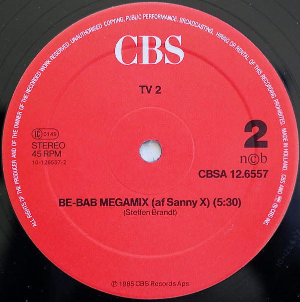 tv-2 : Rigtige Mænd & Be-Bab Megamix (By Sanny X) (12", Maxi)