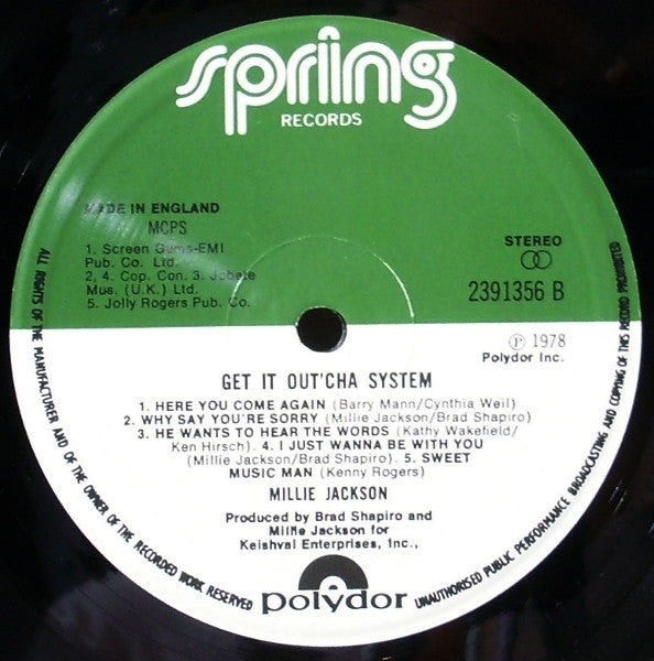 Millie Jackson : Get It Out'cha System (LP, Album)