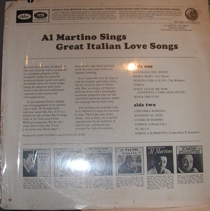 Al Martino : Sings Great Italian Love Songs (LP)