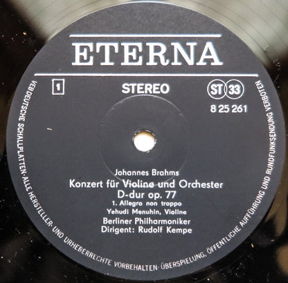 Johannes Brahms, Yehudi Menuhin, Berliner Philharmoniker, Rudolf Kempe : Konzert Für Violine Und Orchester D-dur Opus 77 (LP, RP)