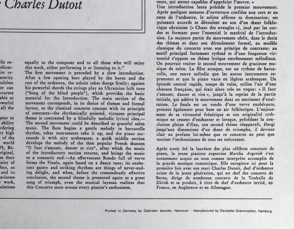 Pyotr Ilyich Tchaikovsky – Martha Argerich · Charles Dutoit, Royal Philharmonic Orchestra : Klavierkonzert Nr. 1 B-Moll = Piano Concerto No. 1 In B Flat Minor (LP, Jän)
