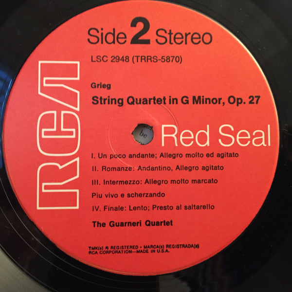 Guarneri Quartet / Felix Mendelssohn-Bartholdy, Edvard Grieg : String Quartet In A Minor, Op. 13 / String Quartet In G Minor, Op. 27 (LP, Album, RE)