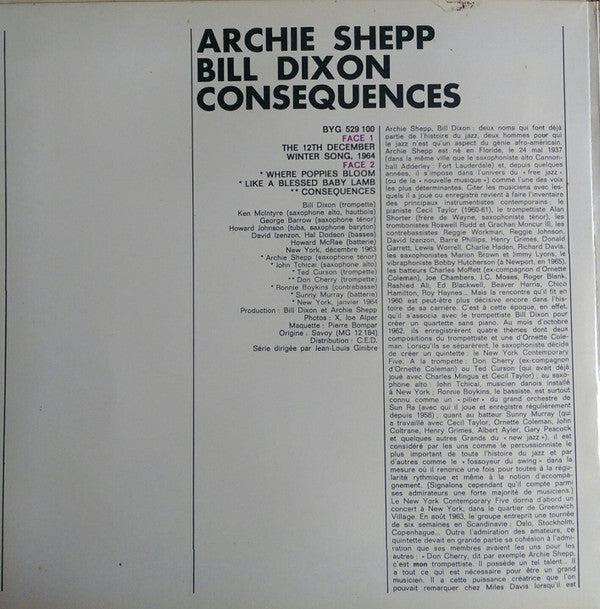 Archie Shepp / Bill Dixon : Consequences (LP, Album, RE, Gat)