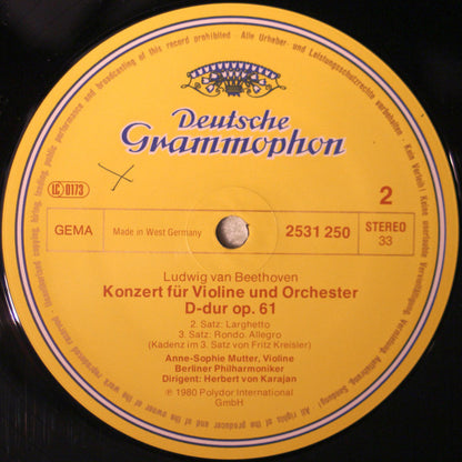 Ludwig van Beethoven, Anne-Sophie Mutter, Berliner Philharmoniker • Herbert von Karajan : Violinkonzert = Violin Concerto (LP)