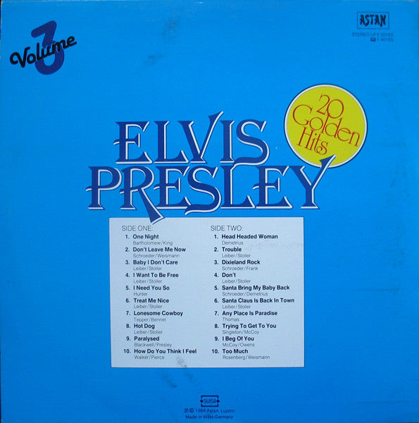 Elvis Presley : 20 Golden Hits - Volume 3 (LP, Comp)