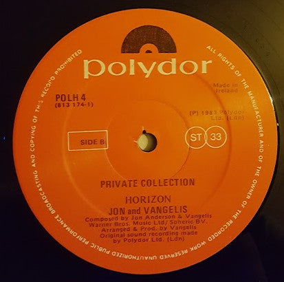 Jon & Vangelis : Private Collection (LP, Album)