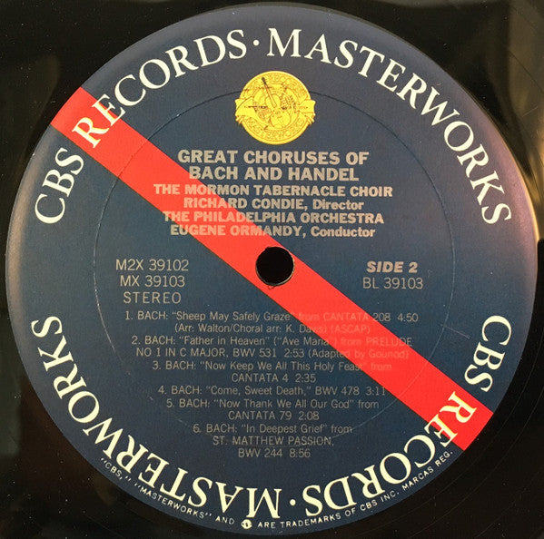 Mormon Tabernacle Choir, Richard P. Condie, The Philadelphia Orchestra, Eugene Ormandy : The Great Choruses Of Bach And Handel (2xLP, Comp)