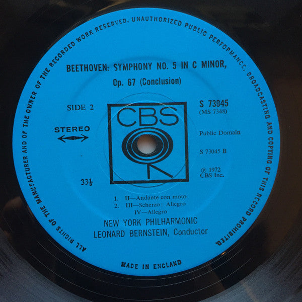 Ludwig van Beethoven, Leonard Bernstein, New York Philharmonic : Fifth Symphony (LP, Album, RE)