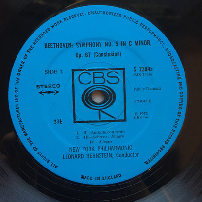 Ludwig van Beethoven, Leonard Bernstein, New York Philharmonic : Fifth Symphony (LP, Album, RE)