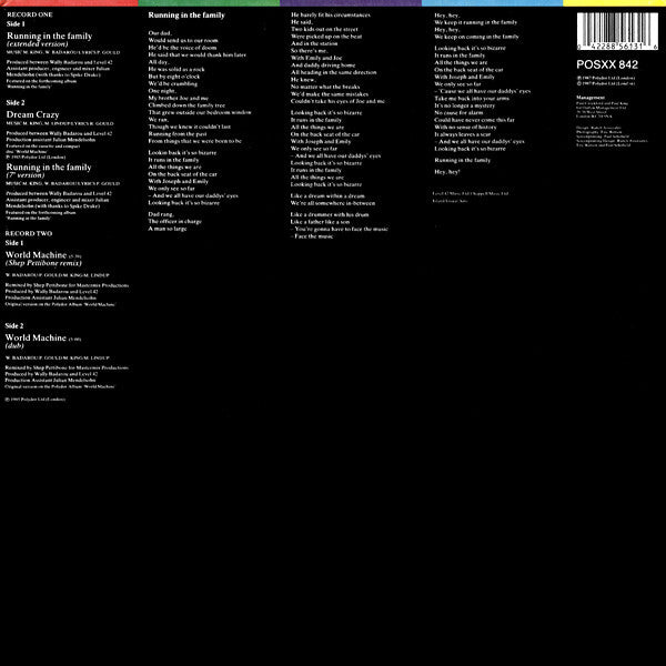 Level 42 : Running In The Family (Extended Version) / World Machine (Shep Pettibone Mix) (2x12", Single, Ltd, Gat)