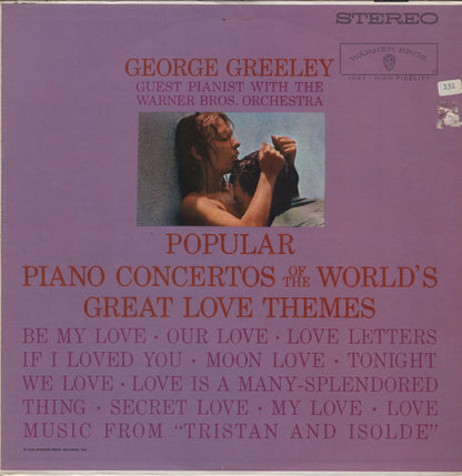 George Greeley With The Warner Brothers Orchestra : Popular Piano Concertos Of The World's Great Love Themes (LP, Album)
