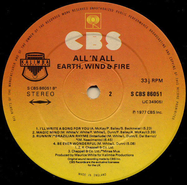 Earth, Wind & Fire : All 'N All (LP, Album, Gat)