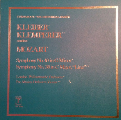 Wolfgang Amadeus Mozart, Otto Klemperer  - Erich Kleiber  - London Philharmonic Orchestra, Vienna Pro Musica Orchestra : Kleber Klemperer Conduct Mozart (Symphony No. 40 In G Major - Symphony No. 36 In C Major "Linz") (LP, Comp)