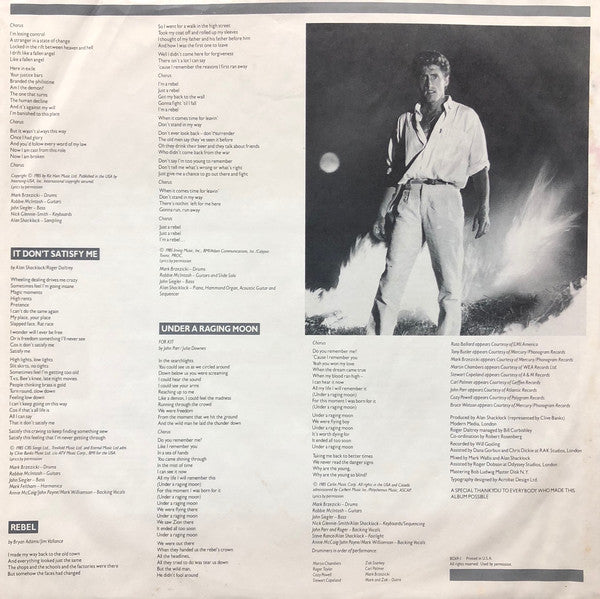 Roger Daltrey : Under A Raging Moon (LP, Album, AR )