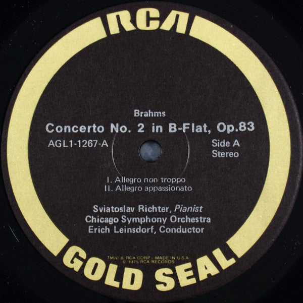 Sviatoslav Richter, Johannes Brahms, Chicago Symphony Orchestra, Erich Leinsdorf : Piano Concerto No. 2 (LP, Album, RE)
