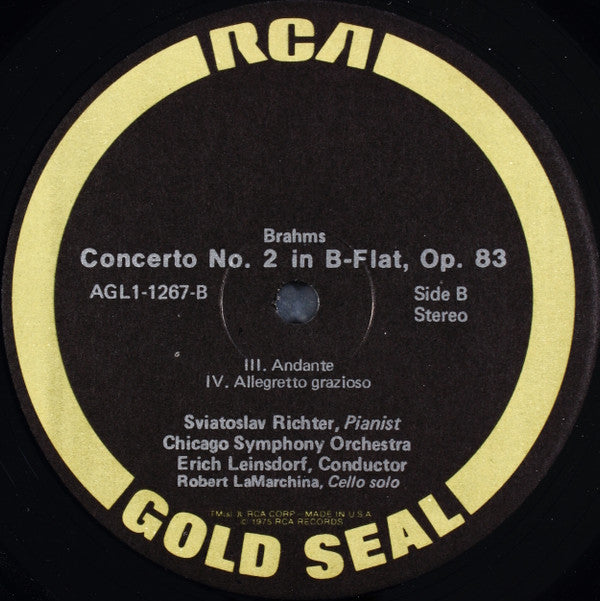 Sviatoslav Richter, Johannes Brahms, Chicago Symphony Orchestra, Erich Leinsdorf : Piano Concerto No. 2 (LP, Album, RE)