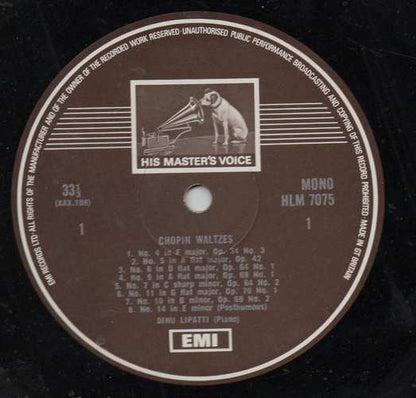 Frédéric Chopin - Dinu Lipatti : Dinu Lipatti Plays Chopin Waltzes 1-14 (LP, Mono, RE, RP)