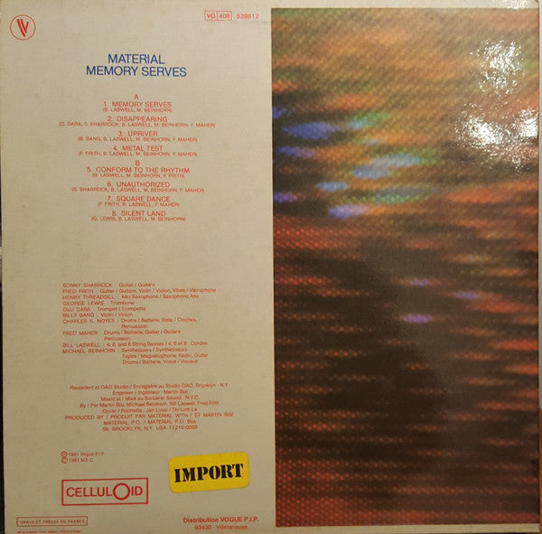 Material : Memory Serves (LP, Album, Yel)