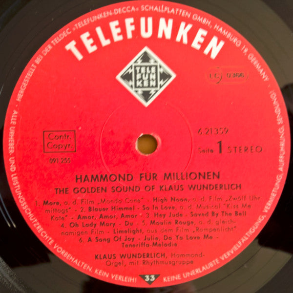 Klaus Wunderlich : Hammond Für Millionen - The Golden Sound Of Klaus Wunderlich (LP, Album, RE)