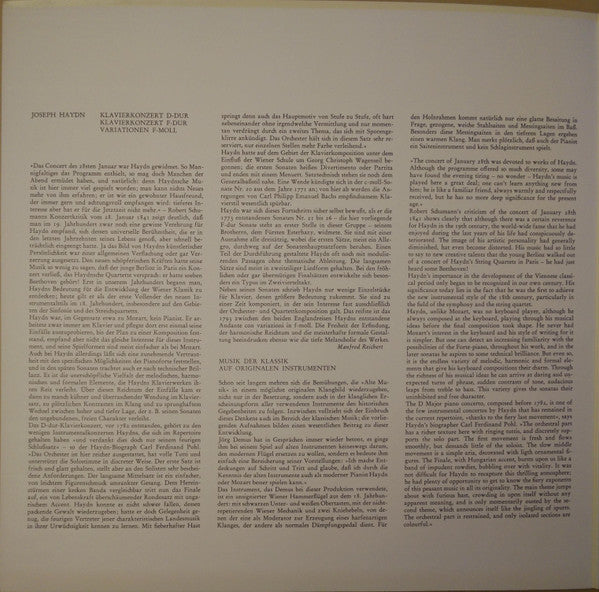 Joseph Haydn - Jörg Demus, Collegium Aureum : Klavierkonzert D-dur / Sonate F-dur / Variationen F-moll (LP)