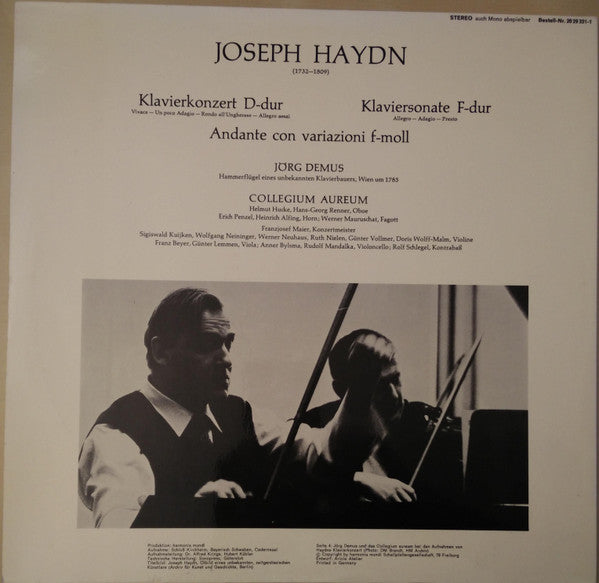 Joseph Haydn - Jörg Demus, Collegium Aureum : Klavierkonzert D-dur / Sonate F-dur / Variationen F-moll (LP)