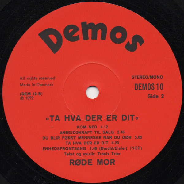 Røde Mor : Ta Hva Der Er Dit (LP, Album, Red)