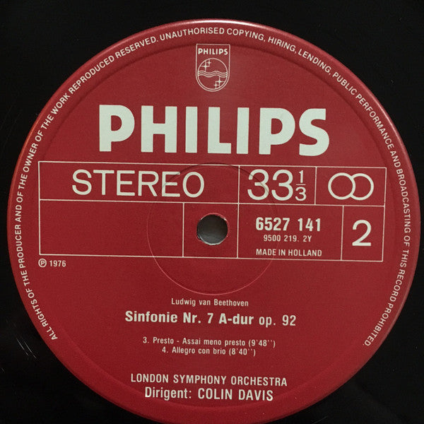 Ludwig van Beethoven, Sir Colin Davis, London Symphony Orchestra : Symphonie Nr. 7 (LP, RE)