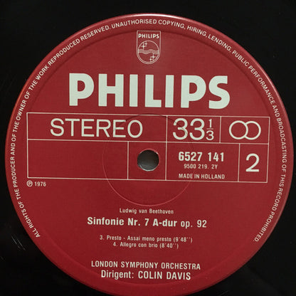 Ludwig van Beethoven, Sir Colin Davis, London Symphony Orchestra : Symphonie Nr. 7 (LP, RE)