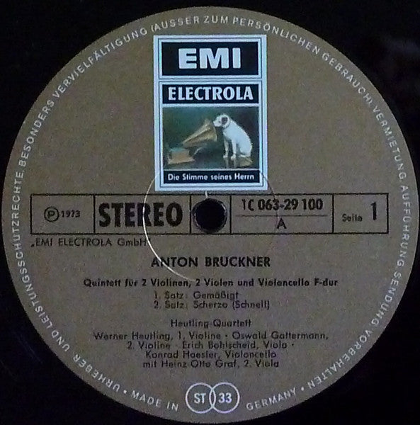 Heutling-Quartett, Heinz-Otto Graf : Anton Bruckner, Streichquintett F-dur (LP)