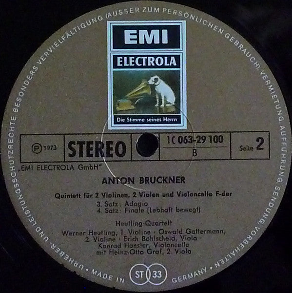 Heutling-Quartett, Heinz-Otto Graf : Anton Bruckner, Streichquintett F-dur (LP)