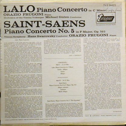 Édouard Lalo, Camille Saint-Saëns, Orazio Frugoni : Piano Concerto / Piano Concerto No. 5  "The Egyptian" (LP)