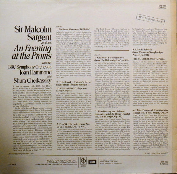 Sir Malcolm Sargent : An Evening At The Proms (LP, RE)