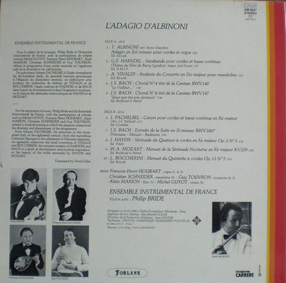 Ensemble Instrumental De France, Philip Bride : L'Adagio D'Albinoni (LP)