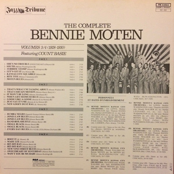 Bennie Moten : The Complete Bennie Moten Vol. 3/4 (1928-1930) Featuring Count Basie (2xLP, Comp, Gat)