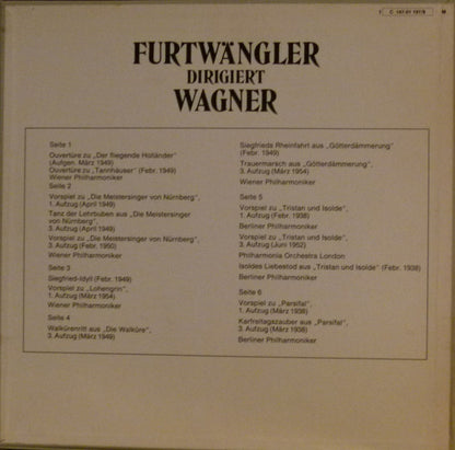 Wilhelm Furtwängler  Dirigiert Richard Wagner : Furtwängler Dirigiert Wagner (3xLP, Comp, Mono)