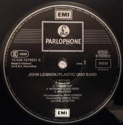 John Lennon / The Plastic Ono Band : John Lennon / Plastic Ono Band (LP, Album, RE, Bla)