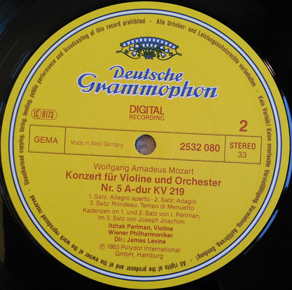 Wolfgang Amadeus Mozart • Wiener Philharmoniker • Itzhak Perlman • James Levine (2) : Violinkonzerte = Violin Concertos Nos. 3 & 5 (LP)