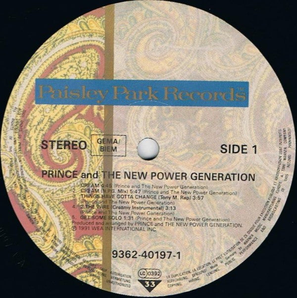 Prince And The New Power Generation : Cream (Remixes) (12")