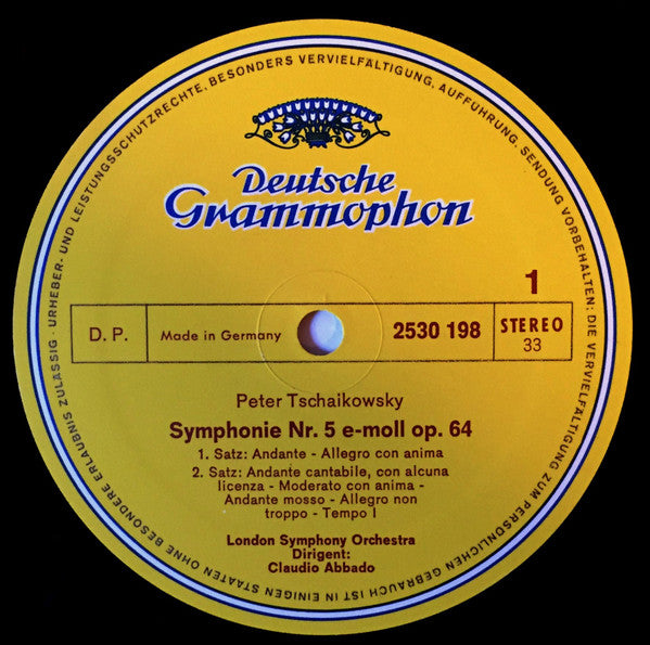 Pyotr Ilyich Tchaikovsky, London Symphony Orchestra, Claudio Abbado : Symphonie Nr. 5 (LP, RE)
