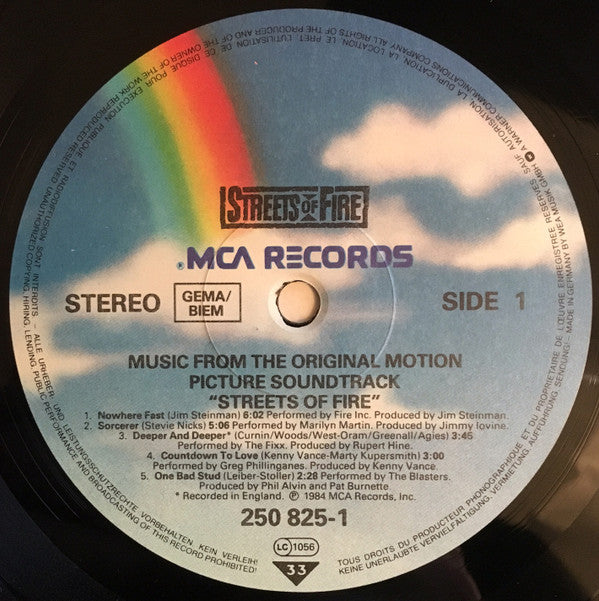 Various : Streets Of Fire (Music From The Original Motion Picture Soundtrack) (LP, Comp)